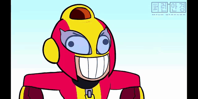 a cartoon character with a big smile on his face .