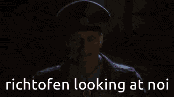 a pixelated image of a man with the words richtofen looking at noi