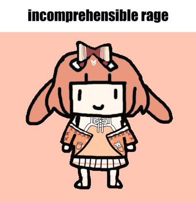 a cartoon drawing of a girl with the words incomprehensible rage below her