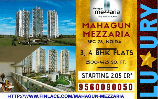 an advertisement for mahagun mezcaria in noida india
