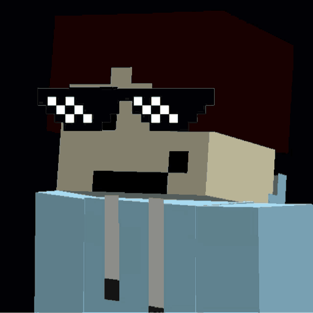 a minecraft character wearing a hoodie and sunglasses with a black background