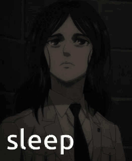 a man in a suit and tie with the word sleep behind him