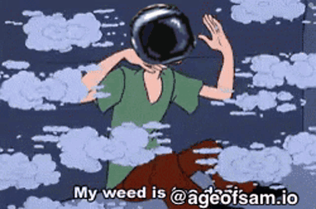a cartoon of shaggy with the words my weed is @ ageofsam.io