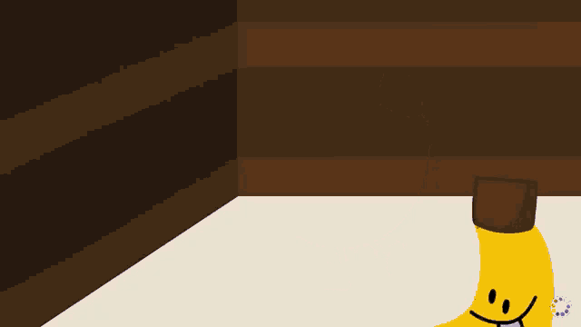 a cartoon of a banana holding a bucket of paint