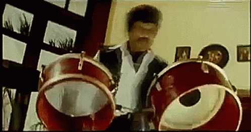 Goundamani Drums GIF - Goundamani Drums Music GIFs