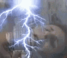 a close up of a lightning bolt hitting a window in a room .
