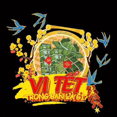 a black background with a yellow circle with vi tet on it