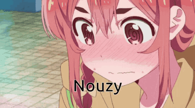 a picture of a girl with the name nouzy written on it