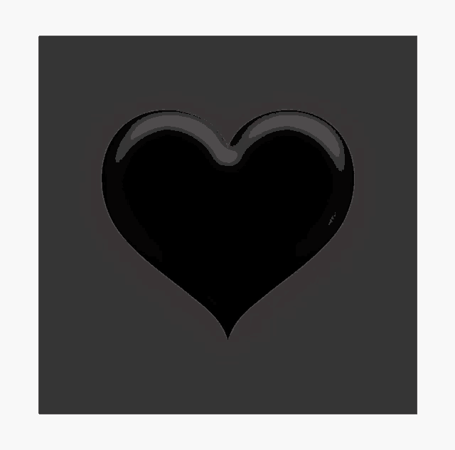 a black heart on a black background with a white frame