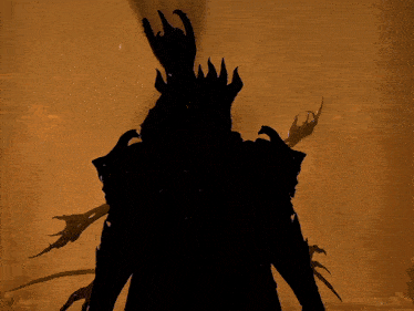 a silhouette of a monster with a crown on it