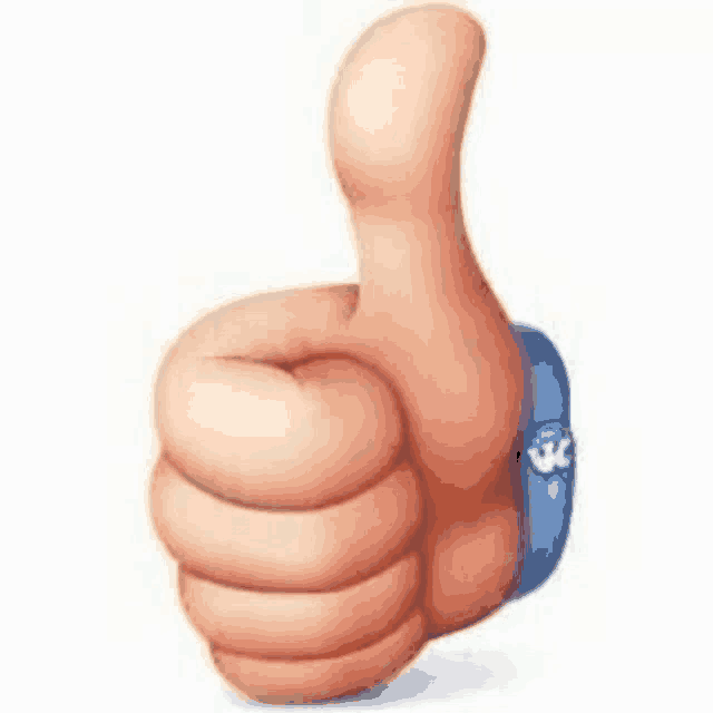 a cartoon thumbs up sign on a white background .