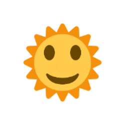 a sun with a smiling face on a white background