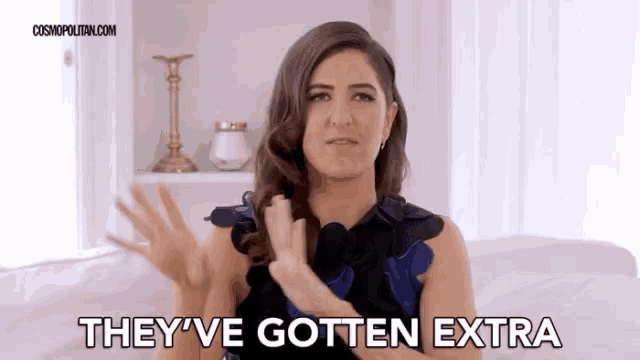a woman is saying they 've gotten extra in a video