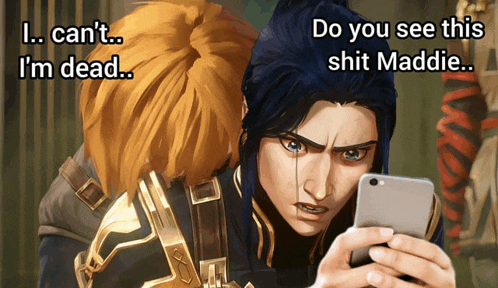 a cartoon of a man looking at a cell phone with a caption that says do you see this shit maddie