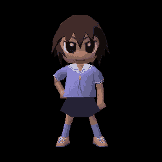 a pixel art of a girl in a school uniform
