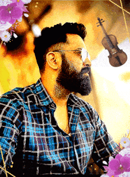 a man with a beard wearing sunglasses and a plaid shirt