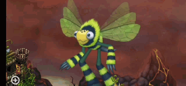a cartoon drawing of a monster with wings and a yellow head