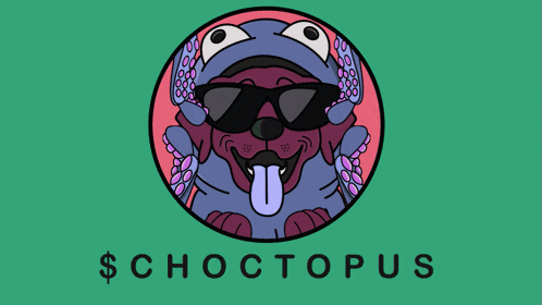 a cartoon of a dog wearing sunglasses with the words $ choctopus underneath