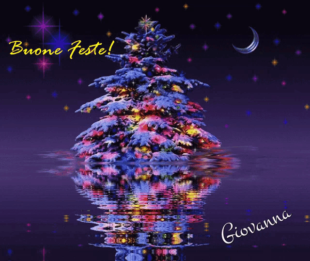 a picture of a christmas tree with the words buone feste written above it