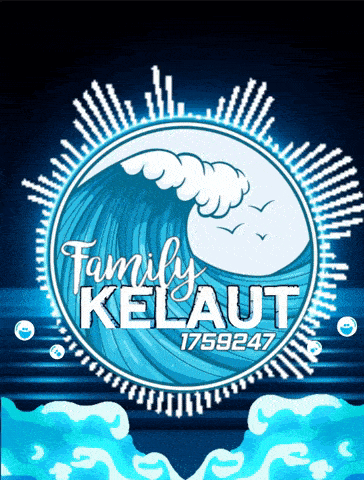 a logo for family kelaut 1759247 with a wave in the center