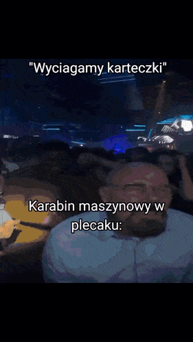 a cartoon of a man with a beard and the words " wyciagamy karteczki "