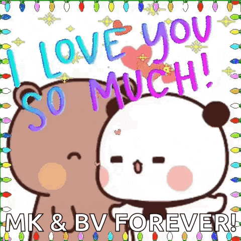 a cartoon of a bear and a panda hugging each other with the words `` i love you so much ! ''