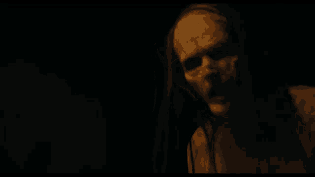 a close up of a skeleton with long hair