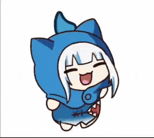 a cartoon of a girl wearing a shark costume