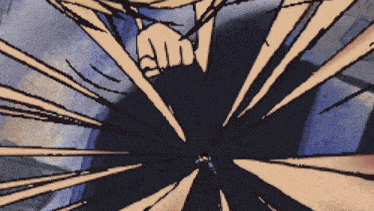 a cartoon drawing of a man 's fist being punched in the face