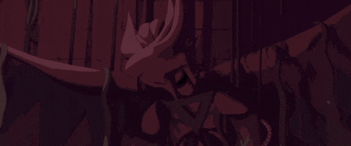 a drawing of a person in a dark room with a purple background