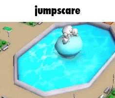 a picture of a swimming pool with the words jumpscare on the bottom