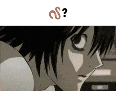 a close up of a person 's face with a question mark below it