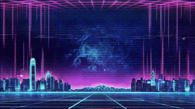 a computer generated image of a futuristic city with a purple sky