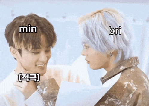 a picture of two young men with min and bri written on them