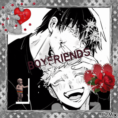 a picture of a boy with the words boyfriends on it