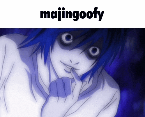 majingoofy is written above a picture of a person with blue hair