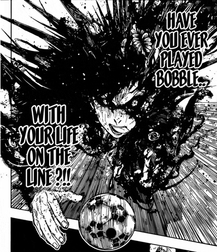 a black and white drawing of a person holding a soccer ball with the words have you ever played bobble written on it