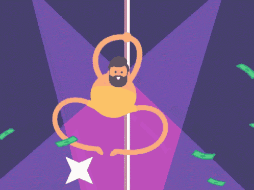a cartoon drawing of a man on a pole
