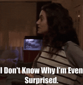 a woman in a striped shirt says " i don t know why i 'm ever surprised "