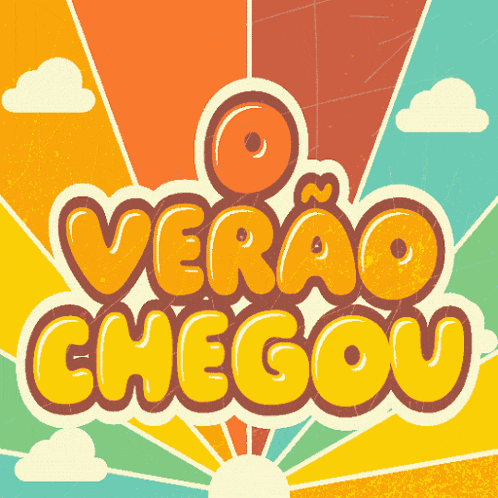 a sign that says verao chegou with a sun behind it