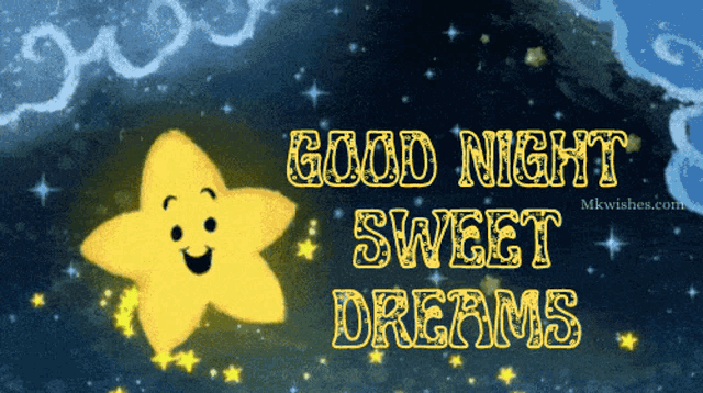 a good night sweet dreams greeting card with a star