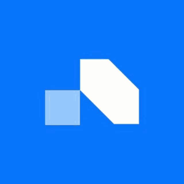 a blue background with a white square on it