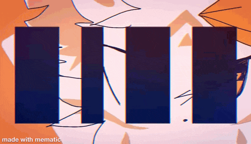 a cartoon drawing of a person with a blue and white striped background