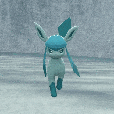 a cartoon character with blue ears and a blue tail