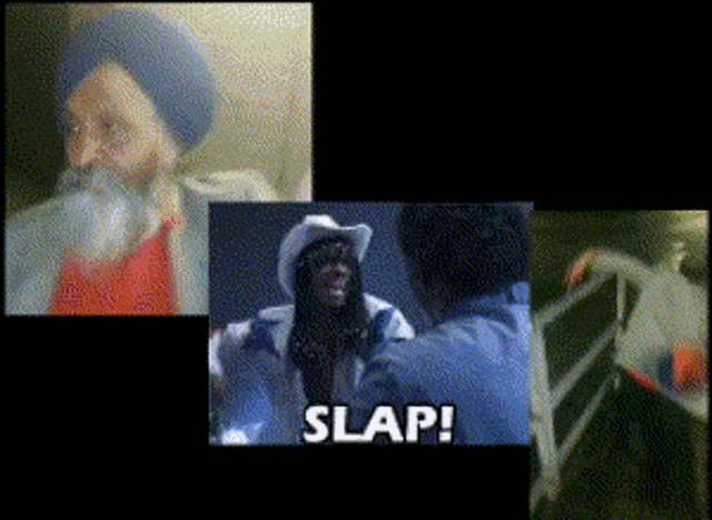 a collage of pictures with the word slap on the bottom right