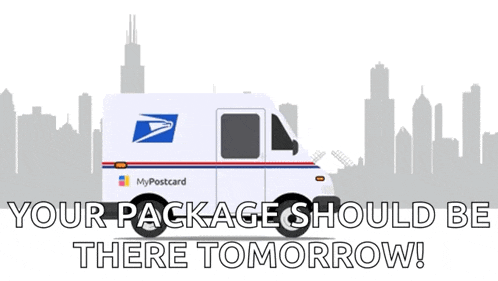 a postcard from the united states postal service says that your package should be there tomorrow