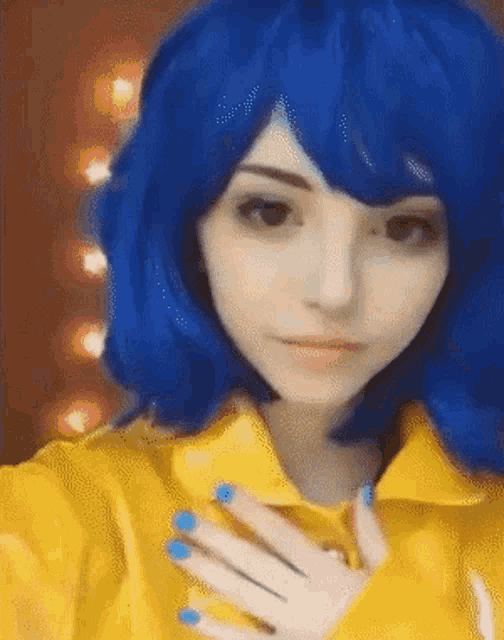 Honey Cot Cosplay GIF - Honey Cot Cosplay Blue Hair GIFs
