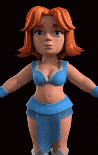 a cartoon character with red hair and blue clothes