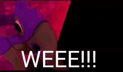 a picture of a cartoon character with the words weee !!! written on it