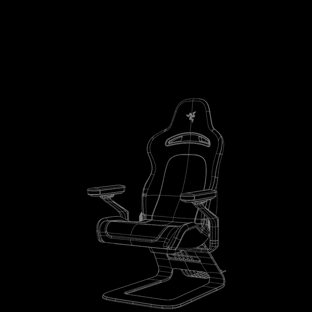 a black and white drawing of a chair with a razer logo